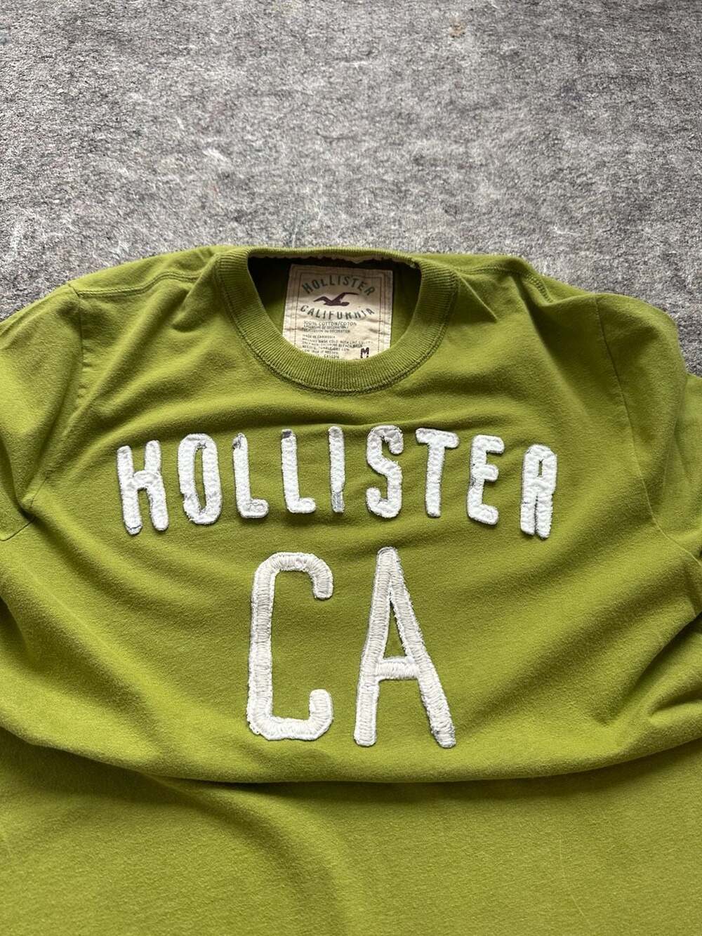 Vintage y2k Hollister California Green Applique Logo Short Sleeve T-Shirt M - Picture 2 of 6